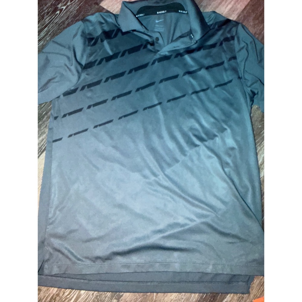 Nike Golf Mens Dri-FIT Polo Shirt Dark Gray Diagonal Graphic Size M